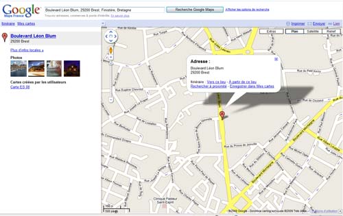 Service de cartographie Google Maps - Localisation d'adresse avec Google Maps